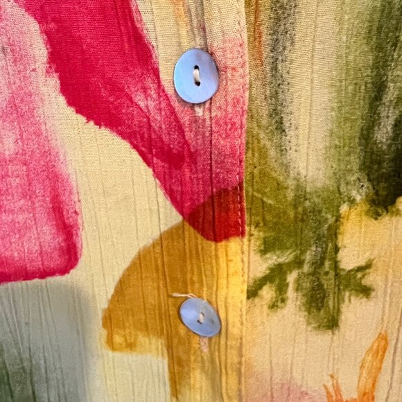 Vintage 80s Carole Little Yellow Flower Blouse - Picture 5 of 9